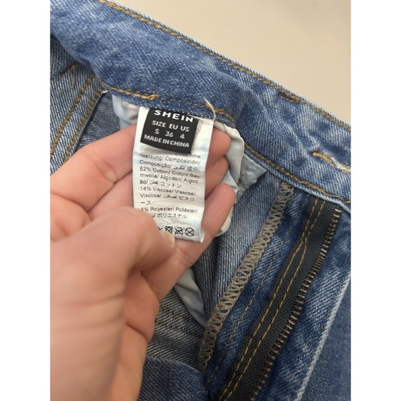 SHEIN Crop Jeans Women Distressed High Waisted 4 - Picture 14 of 15